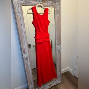 BCBGMaxAzria Open Back Watermelon Red Small Gown